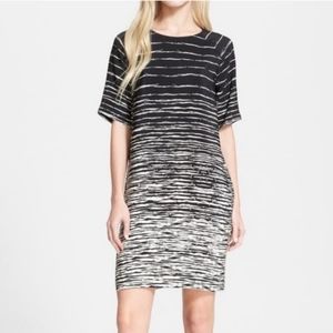 Vince Silk Ragland Painted Striped satin mini Dress M